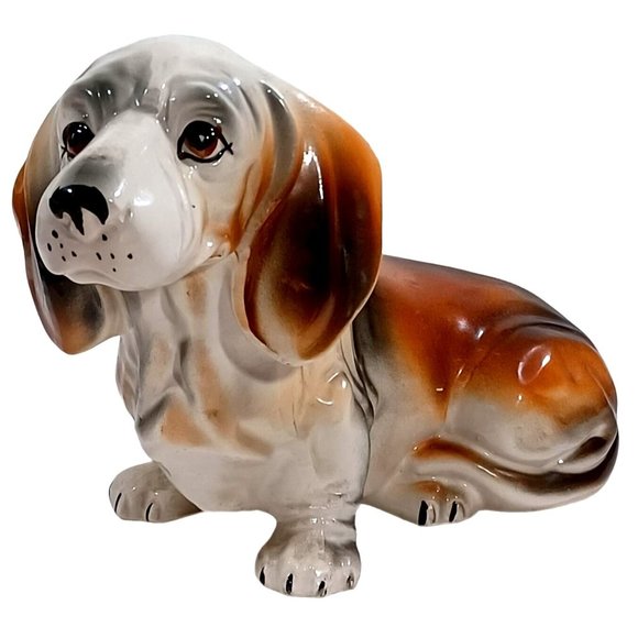 1940 Early Shafford Basset Hound Large Pottery Ceramic Sitting Dog Statue Sir Bo - Picture 2 of 6